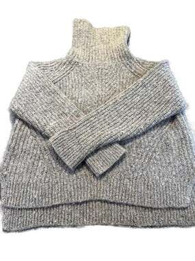 Madewell XL Turtleneck Sweater Grey Flecked Wool Silk Blend Fisherman  Cozy